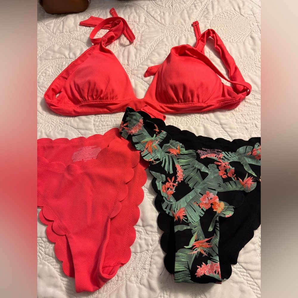 Victoria's Secret Black and Coral Bikini, cheeky